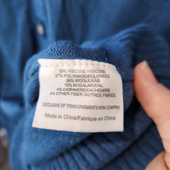 TORY BURCH Mock Neck Knit Sweater Womens XS Wool Cashmere Blend Winter Nautical - Picture 8 of 11